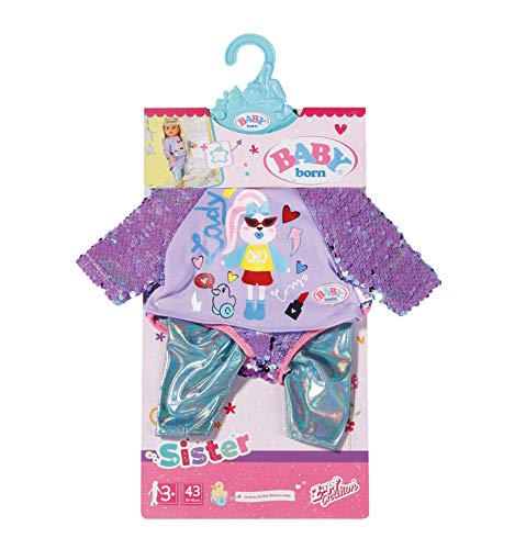 Zapf Creation 828182 BABY born Fashion 43cm, Puppenkleidung Puppenzubehör in lila rosa bestehend aus Kapuzenshirt und… – Bild 3