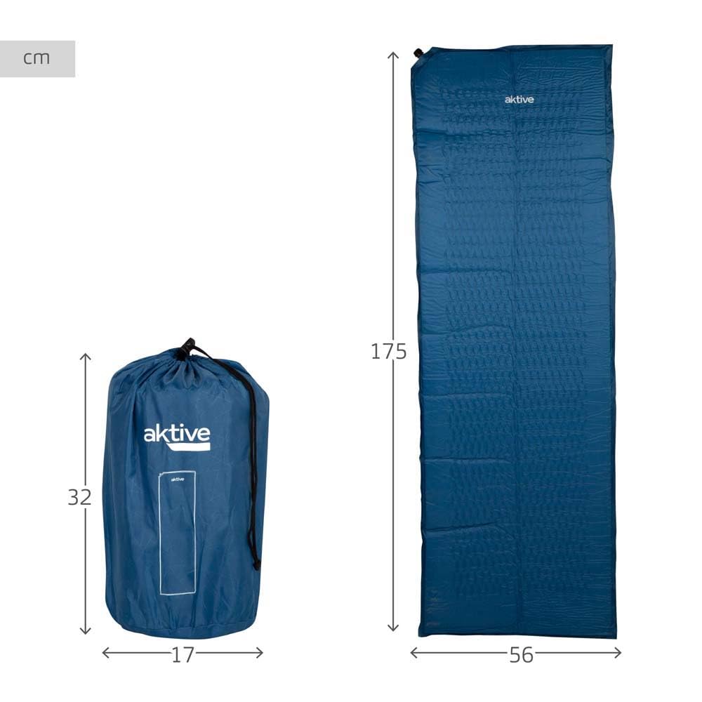 AKTIVE Esterilla hinchable plegable 175 x 56 cm Azul Ripstop Foam Autoinflable Colchón hinchable individual Acampada