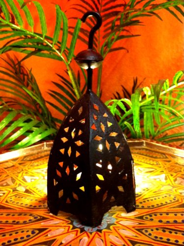 Orientalische Laterne aus Metall Schwarz Sliman 22cm groß | Marokkanische Gartenlaterne für draußen, Innen als… – Bild 6