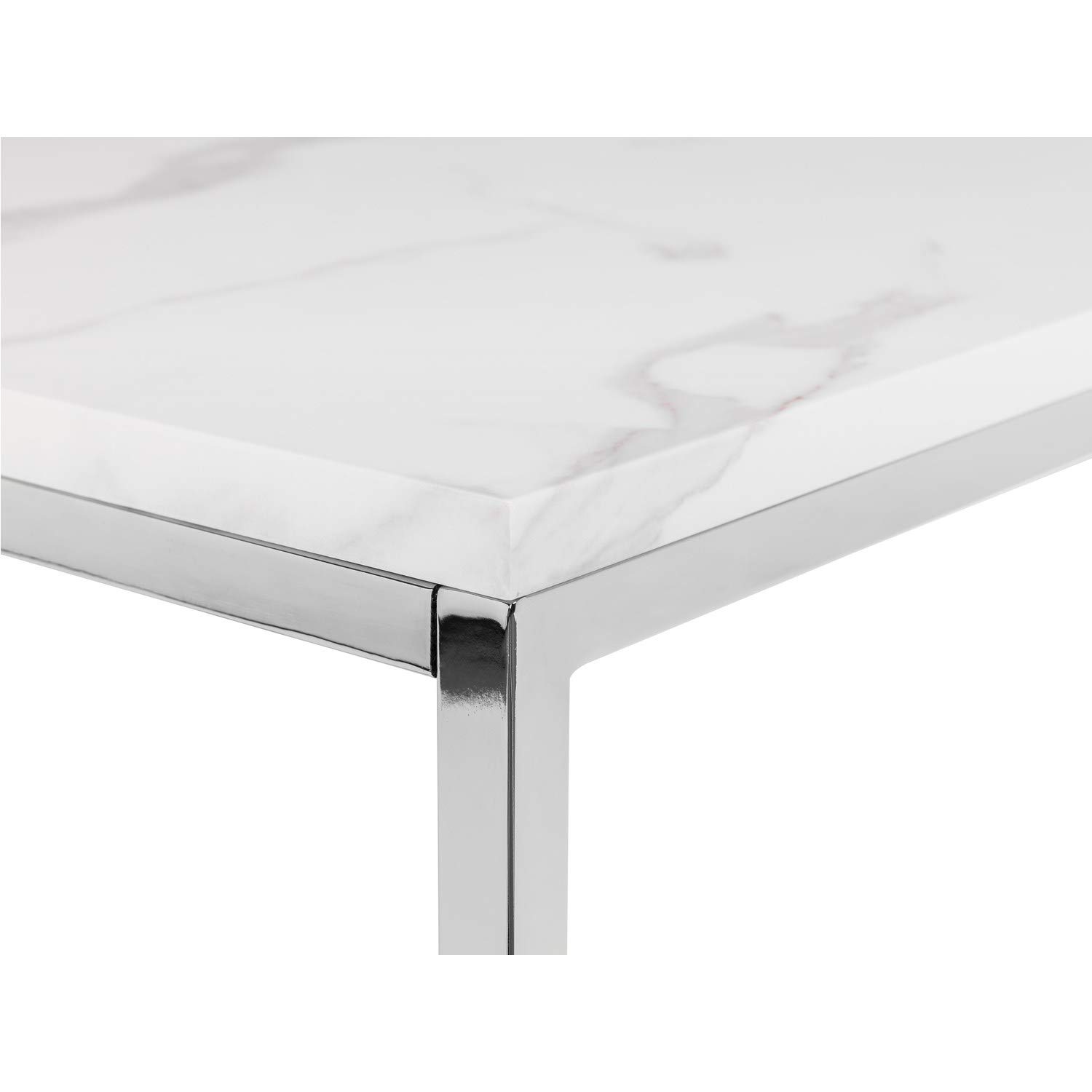 Julian Bowen Scala - Mesa de lámpara superior, mármol blanco y cromo, mesa decorativa lujosa y contemporánea