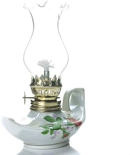 BOSUGE, lámpara de Aceite pequeña de cerámica, Vidrio Antiguo, lámpara de Queroseno a Prueba de Viento, Luces Ajustables, Sala de Estar, Dormitorio, Cocina, luz de Emergencia, 15 cm/Blanco (Color :