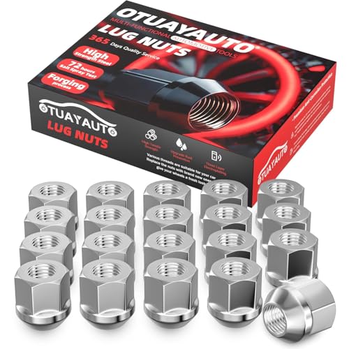 Image of OTUAYAUTO M12x1.5 Open End Lug Nuts - Replacement for Acura MDX, TLX, Honda Accord, Chevy Cruze, Malibu, Impala, Ford Escape, Focus, Fusion, Cone Seat, 19mm Hex, 20PCS Chrome Bulge Acorn Lug Nut Set