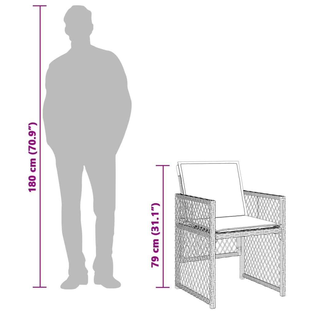 15-częściowy zestaw do jadalni z poduszkami, brązowy polirattan, 275 x 106 x 73 cm, na taras, balkon, do jadalni, odporny na promieniowanie UV, łatwy w pielęgnacji, trwały zestaw mebli