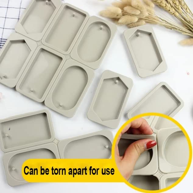 Skytail 6 Slot Resin Bookmark Mould, Rectangle, Oval and Hexagon Resin Mould Silicone Wax Mold, Keychain Mould Epoxy Casting Mold with Hanging Hole for DIY Jewelry Making Pendant Crafts Decor 3