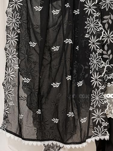 Image of INDO ERA Women's Pure Cotton Embroidered Straight Kurta And Pant With Dupatta Set (Kh0Bk6063)