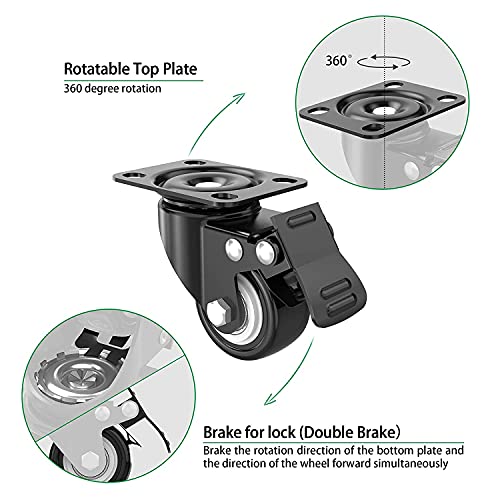 LENVA 4 Ruote per Carrello 50mm Ruote per Mobili