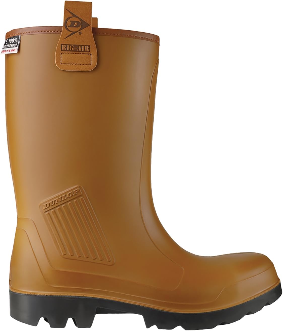 DUNLOP Unisex Rig Air Fur Lined Full Safety Wellington Brown Size UK 13 EU 48