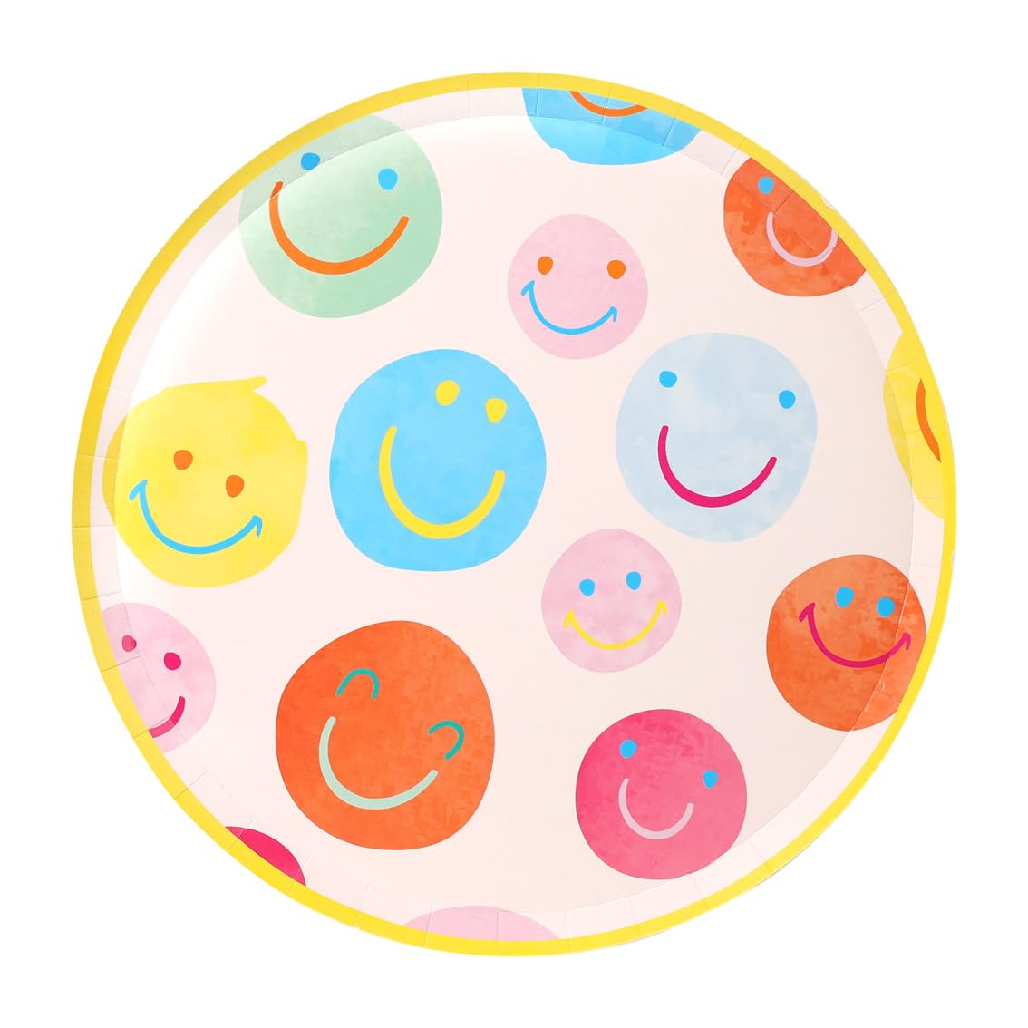 Talking Tables 10 x Happy Face Paper Plates, Smiley Face Party Decorations, Disposable Colourful 1st Birthday Tableware for Kids, Boys, Girls, Adults, Baby Shower, BBQ, Tea Party, Recyclable, 25 cm