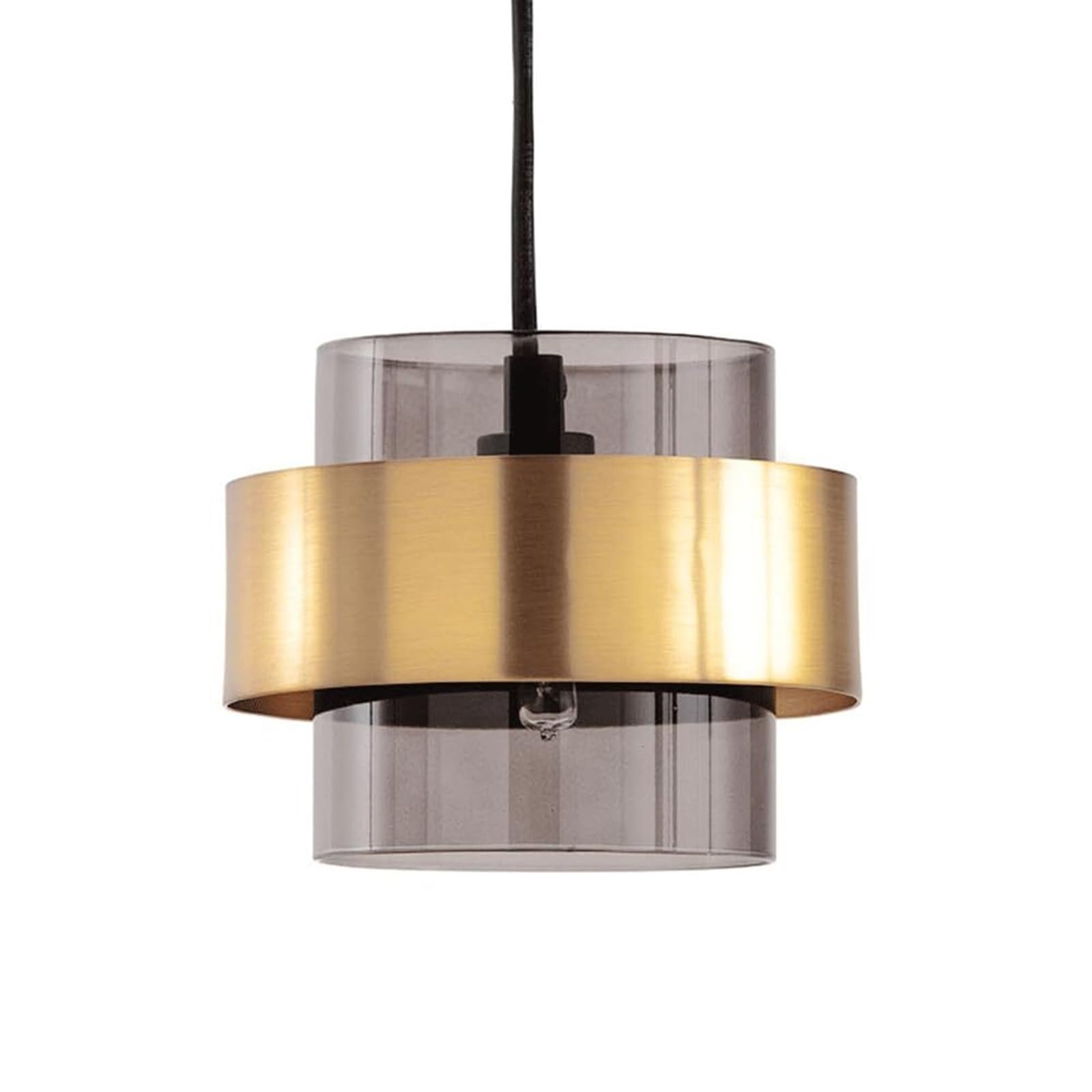HXYSXHJUO Elegant E27 Single-Head Chandelier - Metal and Glass Pendant Light for Balconies Porches(Ash Grey)