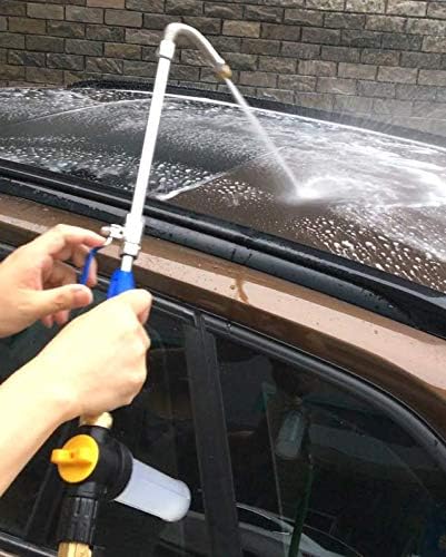 Hydro Jet Car Washer - 27'' Extendable High Pressure Power Washer Wand, Water Hose Attachment Nozzle, Flexible Glass Cleaning Tool with Snow Foam Cannon, Auto Watering Sprayer, Window Washing, 2 Tips