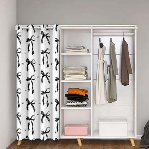 Rideau de porte nœuds noirs aquarelle pour isoler visuellement la chambre