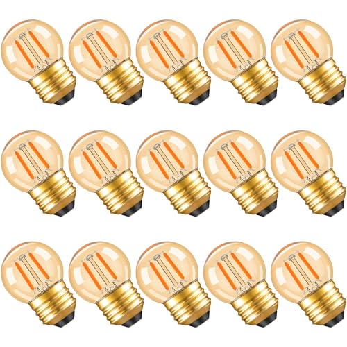 Image of G40 LED Low Watt Light Bulbs Warm Glow E26 Amber 1W 10 Watt Light Bulb,Low Lumen Light Bulb Small Edison Short Dim Light Bulbs for Lamp,Bedroom (Amber 2200K, 15 Count)