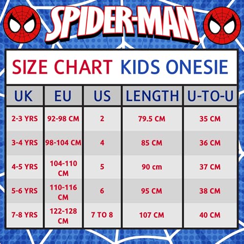 Marvel The Official Spiderman Onesie For Boys Fleece All In One Kids Pyjamas Pjs Zipped Loungewear Size Red 7-8 Years - Image 6