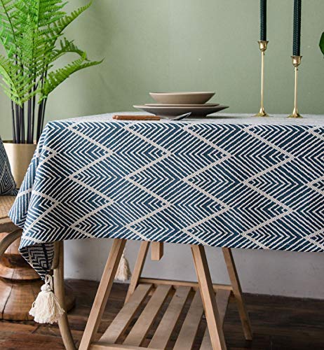 Nappe rectangulaire bleu lavable pour salle à manger - 3