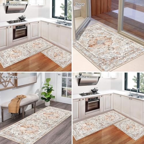 Ileading Kitchen Rugs Sets Of 3 Boho Kitchen Floor Mat Carpets Non Skid Machine Washable Kitchen Runner Area Rugs For Kitchen Floor Hallway Living Room Laundry Entryway thumb #2
