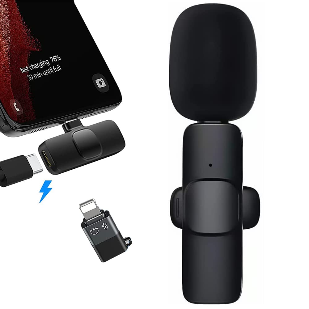 Microfono Lavalier Wireless Per IPhone E USB-C – Riduzione Rumore, Display LED, Clip Girevole, Autonomia 7h, Per Vlog E TikTok