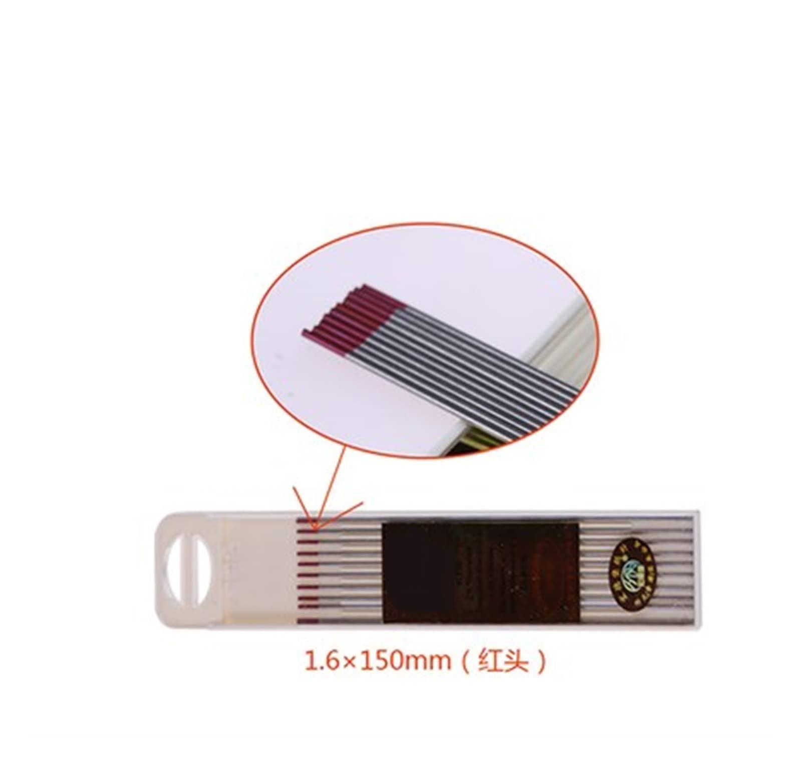 MKSIWSA SUOFEILAIMU 10PCS/Set Tungsten Electrode Argon Arc Welding Electrode Tungsten Needle 150mmx1.6 2.0 2.4mm (Color : 1.6 150mm red Head)