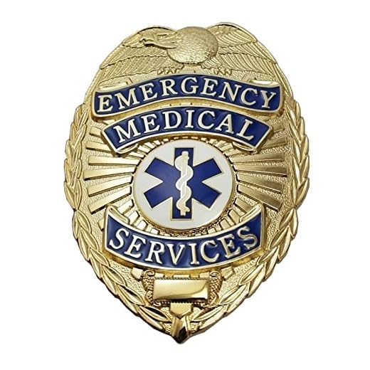 Uniform World HEAVY DUTY METAL BADGE EMERGENCY MEDICAL SERVICES BADGE, DURABLE, PIN/ CATCH, Size 2-1/8 x 3'' EMS Badge, E.M.S. EMT, E.M.T. COLOR GOLD