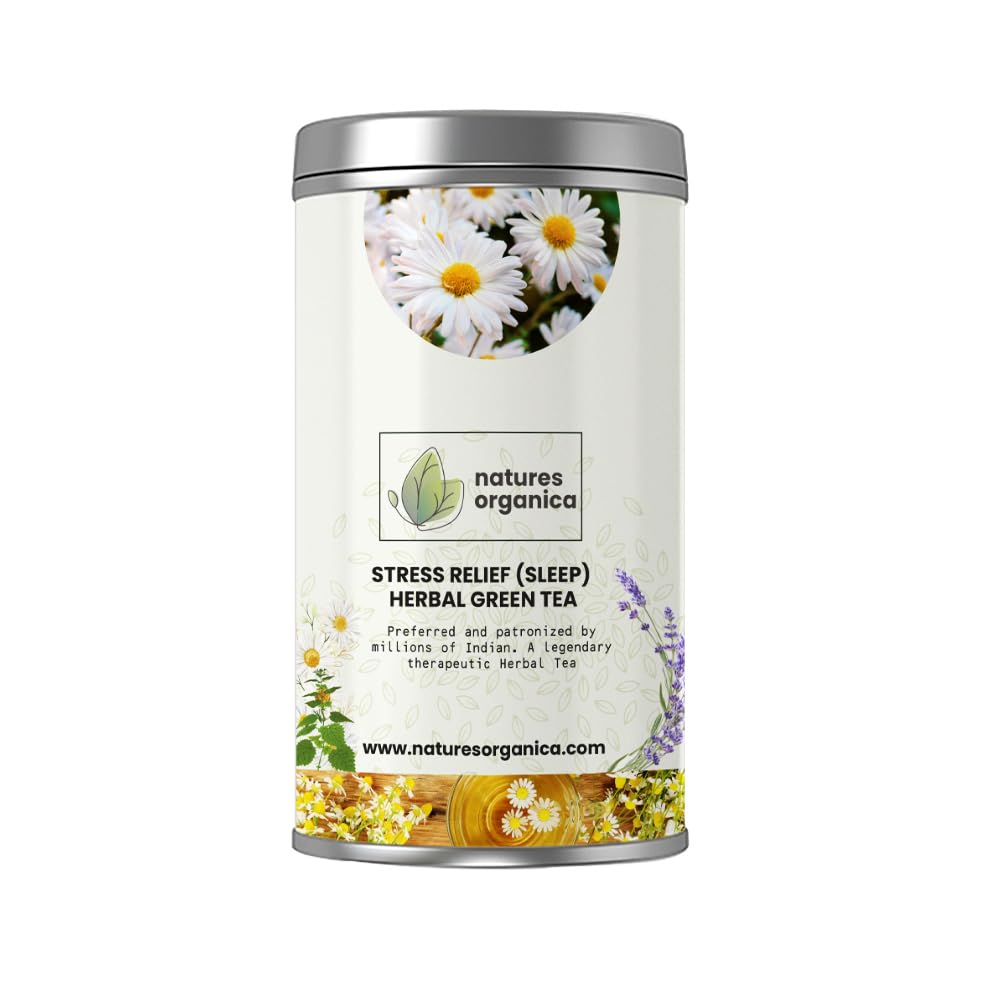 Green Tea Stress relief & Good Sleep with 100% Whole Leaf Green tea | Stress Relief Green tea, Detoxifying Tea with Ashwagandha, Brahmi, Peppermint Leaves, Chamomile .(100 gm).