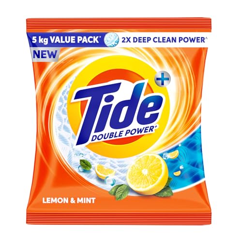 Tide Plus Detergent Washing Powder - 5kg Value Pack | Lemon & Mint Fragrance | 2X Deep Clean Power | World's No. 1 Detergent Brand