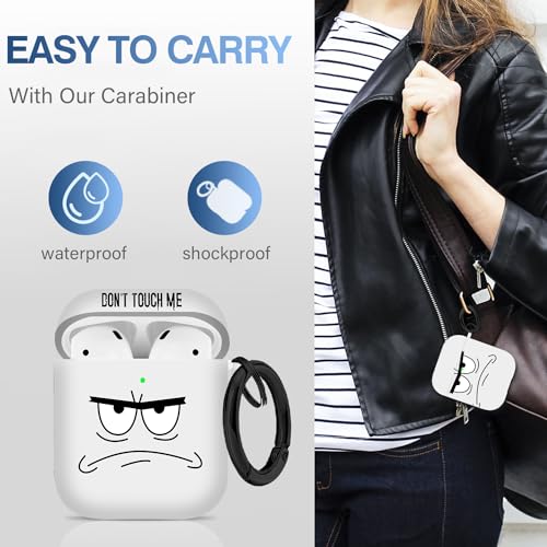 Image of for Airpods Case,Don't Touch Me Cool Cover with Lanyard Big Eyes Cute Cartoon for Airpods 2nd Generation Case,Soft Shockproof Cover for Women Men-White