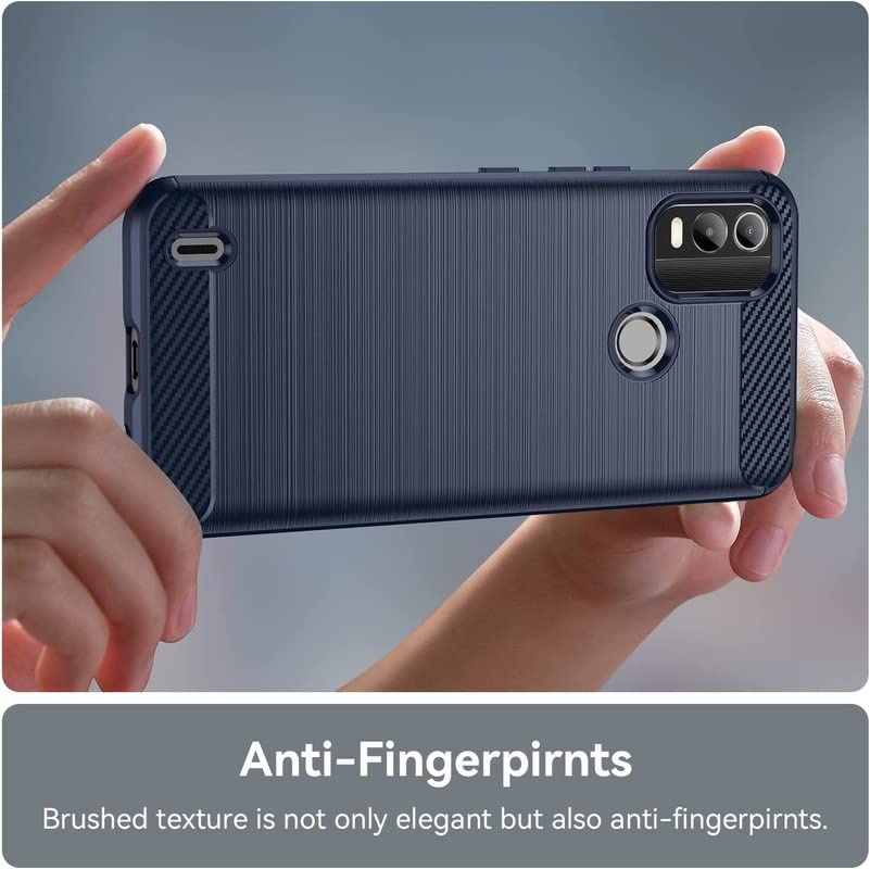 Image of NPRC Hybrid Ultra Slim Protective Case TPU Non-Slip Carbon Fiber Texture Shockproof Case Cover for Nokia C21 Plus - Blue