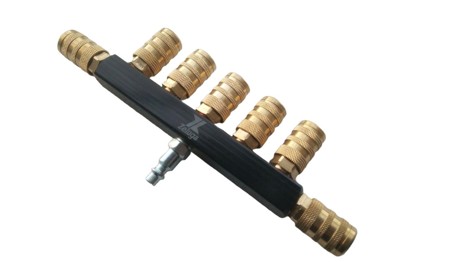 7-Way Air Manifold With Brass Couplers – Industrial Bar Manifold For Compressor Lines, 1/4-inch Quick Connect, Durable & Smooth