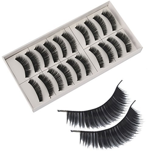 10 Pairs of Long False Eyelashes Eye Lashes Makeup Professional Black