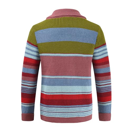 Men's Color Block Sweater Shawl Collar Cardigans, Knit Sweater Color Block Cardigan, Long Sleeve Open Front Cardigans4