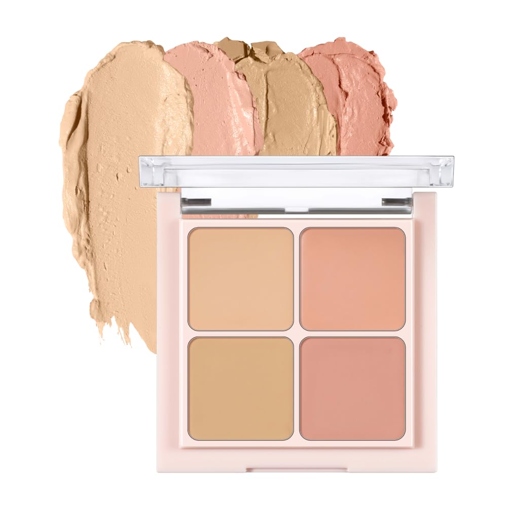 CORALHAZE Skin Fit Concealer Mix Palette, 4colors for Seamless Natural Coverage, Long-Lasting and Natural Lightweight Formula, Buildable Full Coverage for Dark Circles & Blemishes, Korean Makeup