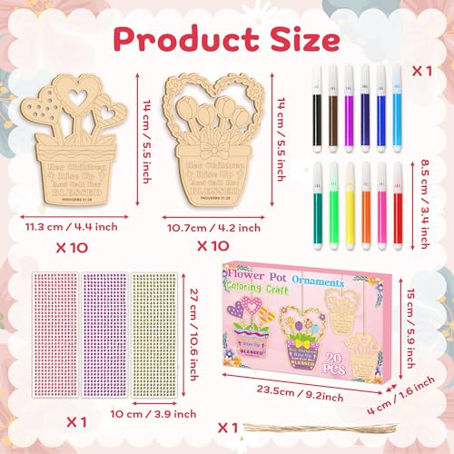 BeYumi Mother's Day Craft Kit - DIY Wooden Flower Pot Ornaments with Code - Image 2