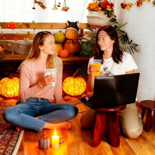 60 Pcs Thanksgiving Plastic Cups, 16 oz Bulk Disposable Fall Pumpkin Cups - image 6
