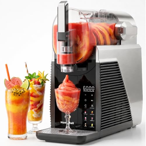 Homintell Slushie Machine for Home, No Ice Needed Frozen Drink Maker, 68oz Large Capacity with 360° QuickChill, 6 Presets & 10 Texture Settings, LED Touch Panel, Self-Cleaning for Margarita, Milkshake