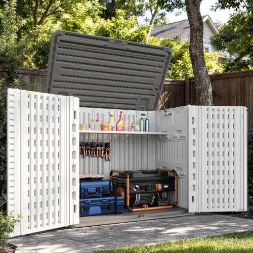 Image of UDPATIO 34 Cu.Ft Resin Storage Shed,Horizontal Outdoor Shed,White