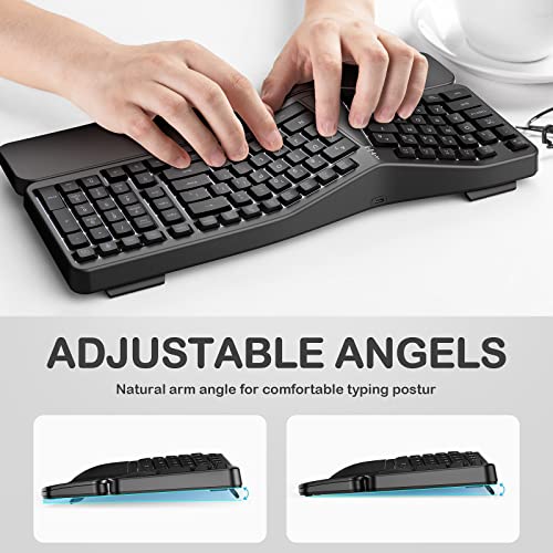 Tannsen Backlit Wireless Ergonomic Keyboard Usb Split Keyboard With Wrist Rest And Comfortable Typing, 104 Keys, 10 Shortcuts For Windows, Mac And Laptop Pc Computer #TOP5