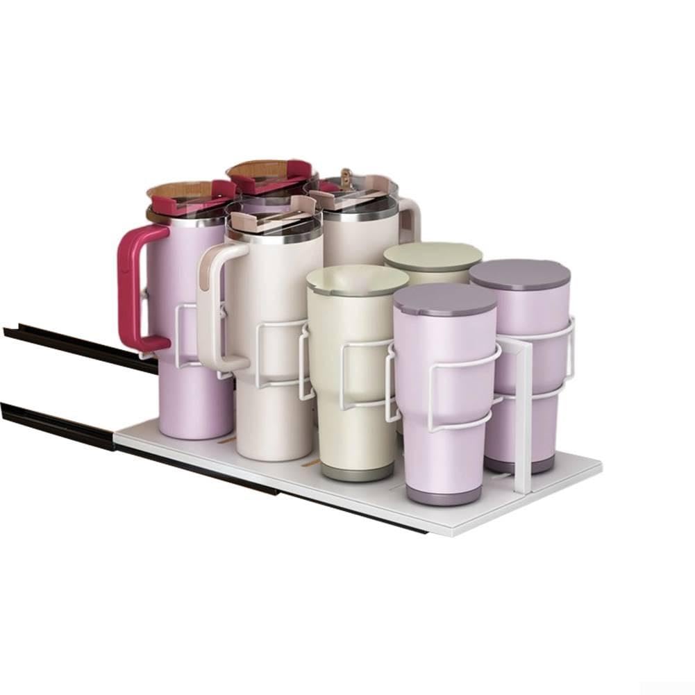 Soporte para botellas de agua para refrigerador y gabinete, organizador de tazas extraíble para 30 botellas de 1.134 g, estante de almacenamiento de cocina de acero al carbono a prueba de óxido con