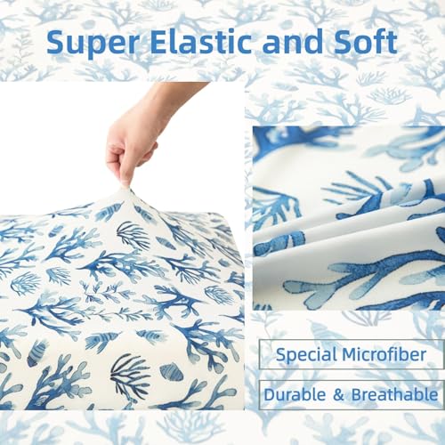 Image of SDIII 2 Pack Ocean Crib Sheets for Boys Girls 52x28 Stretchy Microfiber Jersey Knit Coral Fitted Crib Sheet for Standard Crib and Toddler Mattress