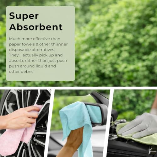 Image of Microfiber Cleaning Cloth Roll, 20Pcs, 4000 Times Washable, Ultra Absorbent, Lint Free, Tearable, Reusable, 25x25cm, 200 GSM - 10X Cheaper Than Paper Kitchen Towel for Kitchen (D)