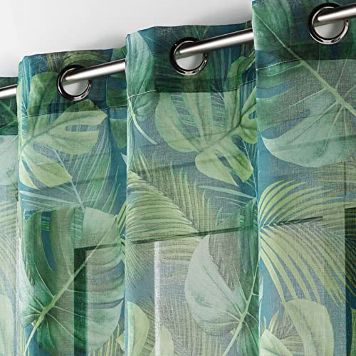 Douceur d'Intérieur, Rio Blue Sand Blasted Eyelet Curtain 140 x 240 cm, W 55.1" x L 94.5" (1 Panels) - Image 3