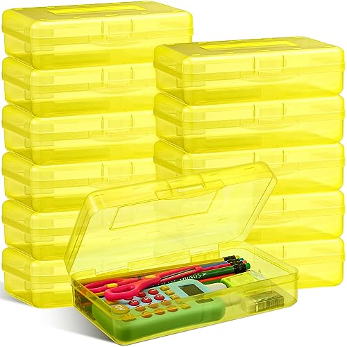 Image of Fainne 24 Pack Clear Plastic Pencil Box,Yellow