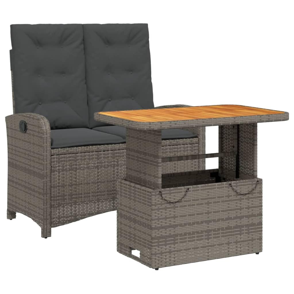 Ensemble à manger de jardin gris en résine tressée avec table de terrasse et coussins vidaXL
