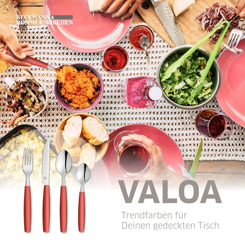 Beckmann & Rommerskirchen VALOA Besteck Set 4 Personen - 16-teilig - Rot - Spülmaschinenfest - Hochglanzpoliert - Essbesteck: 4x Messer, Gabel, Esslöffel, Kaffeelöffel