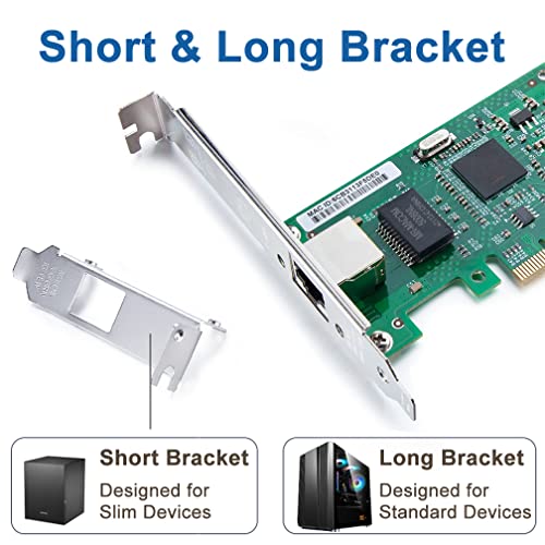 Image of H!Fiber Gigabit PCIe NIC with Intel 82573 Chip, 1Gb Network Card Compare to Intel 82573 NIC, Single RJ45 Port, PCI Express X1, Ethernet Card with Low Profile for Windows /Windows Server /Linux