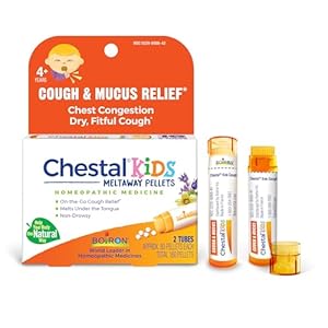 Boiron Chestal Kids Pellets for Cough and Mucus Relief, Nasal or Chest Congestion, and Sore Throat Relief – 2 Count (160 Pellets)
