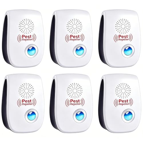 Repelente Ultrasónico de Plagas, 6 Pack Electrónico Repelente Mosquitos Control de Plagas, Repelente Ultrasónico Mosquitos para Anti Moscas, Ratones, Cucarachas, Arañas, Roedores