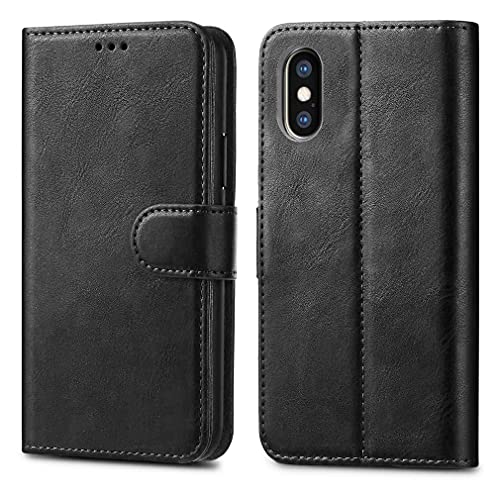 Apple iPhone XR 6.1 Cases - Premium Wallet Leather Flip Case Cover For iPhone XR 6.1 [Card Holder] [Magnetic Closure] (Black)