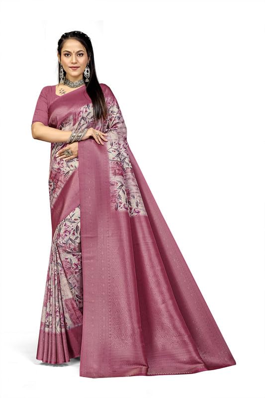 Women's Art Silk Printed Saree with Unstitched Blouse-picture-34