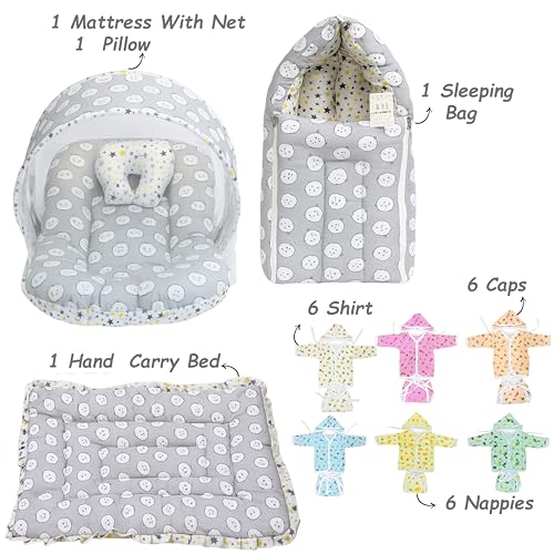 Image of Infantbond Baby All Season Use Hospital Essential Combo for New Born | Gift Pack | Baby Products | Maternity Essentials | Bedding Set (60 Items)(0-6 Months) (Grey Ship)