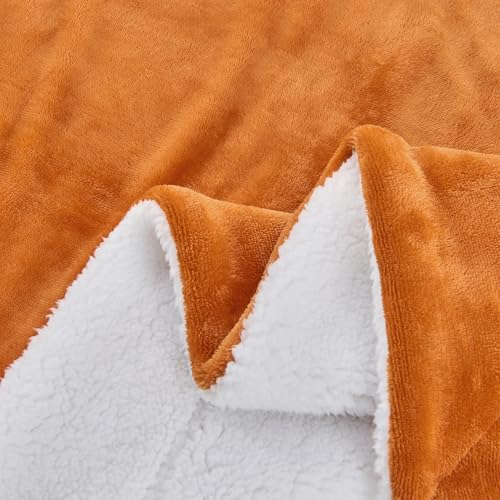 SOCHOW Wohndecke Kuscheldecke aus Sherpa Fleece Orange, 220 x 240 cm – Ansicht 5