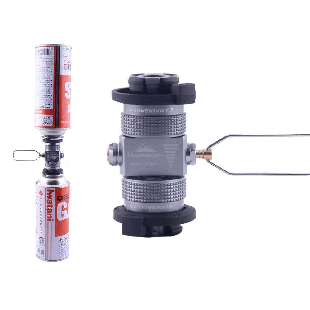 Campingmoon Adaptateur propane vers butane, adaptateur de réservoir de gaz portable pour l'extérieur, levier de vitesse de bidon, soupape de purge de bidon de camping (2 x Z11+Z15)